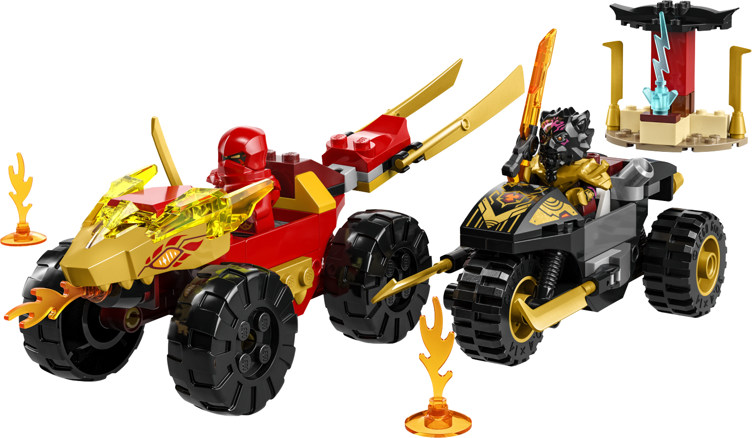 lego ninjago Bitwa samochodowo-motocyklowa między Kaiem a Rasem 71789