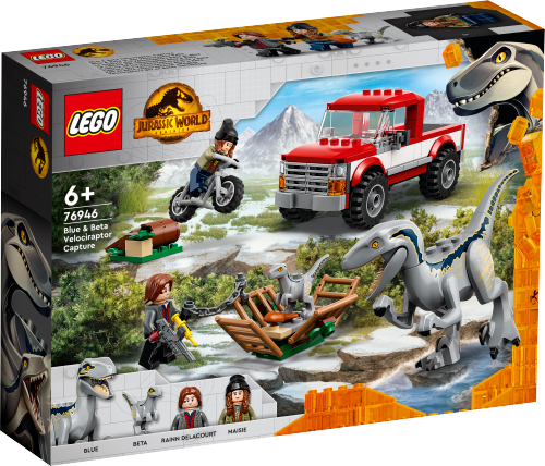 LEGO JURASSIC WORLD Schwytanie welociraptorów Blue i Bety 76946