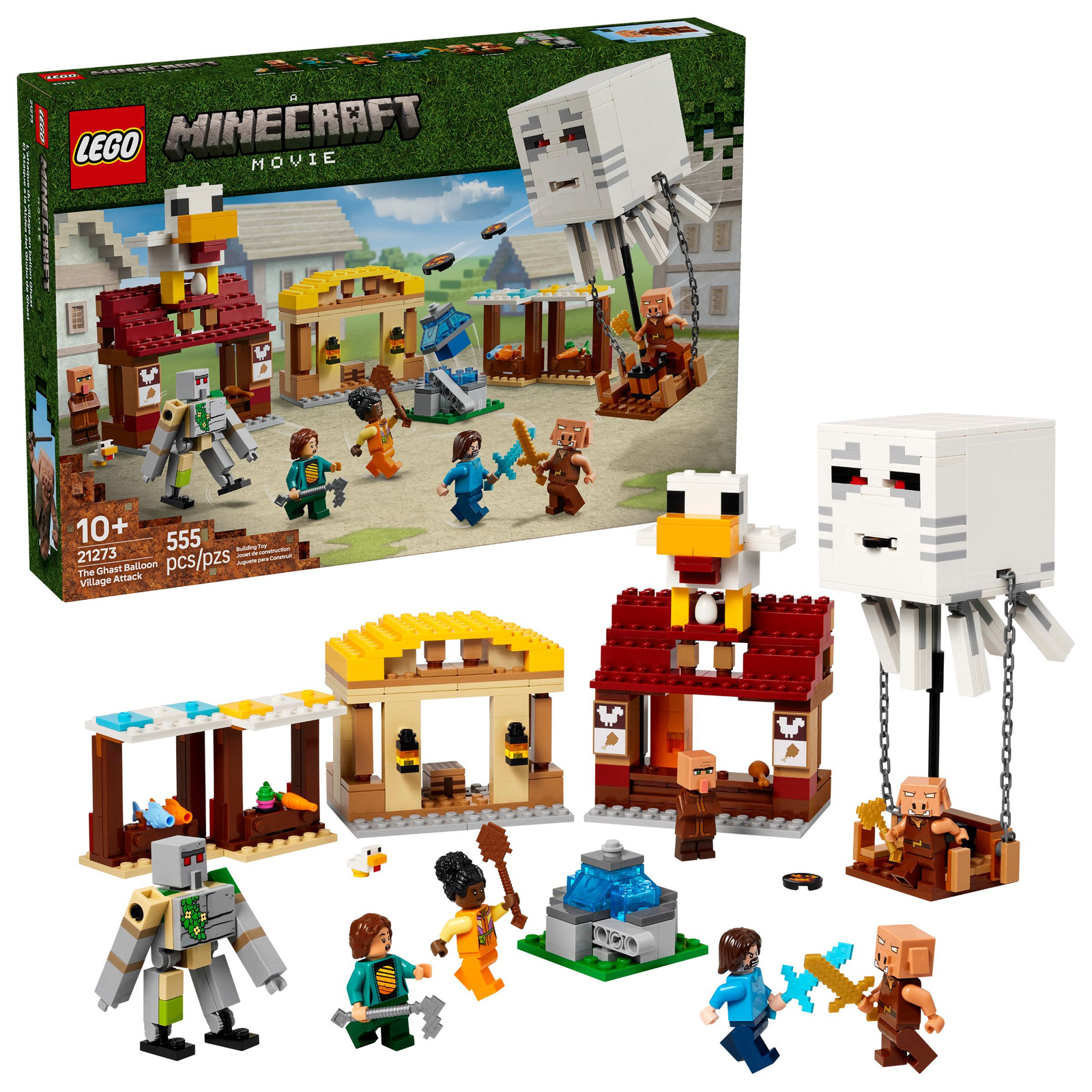 Lego Mineraft 21273 tak balonowego Ghasta na wioskę
