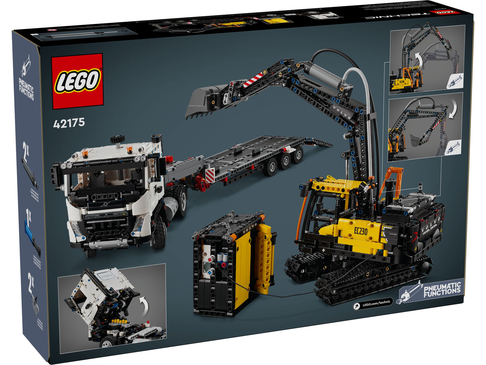 Lego Technic 42175 Ciężarówka Volvo FMX i koparka EC230 Electric
