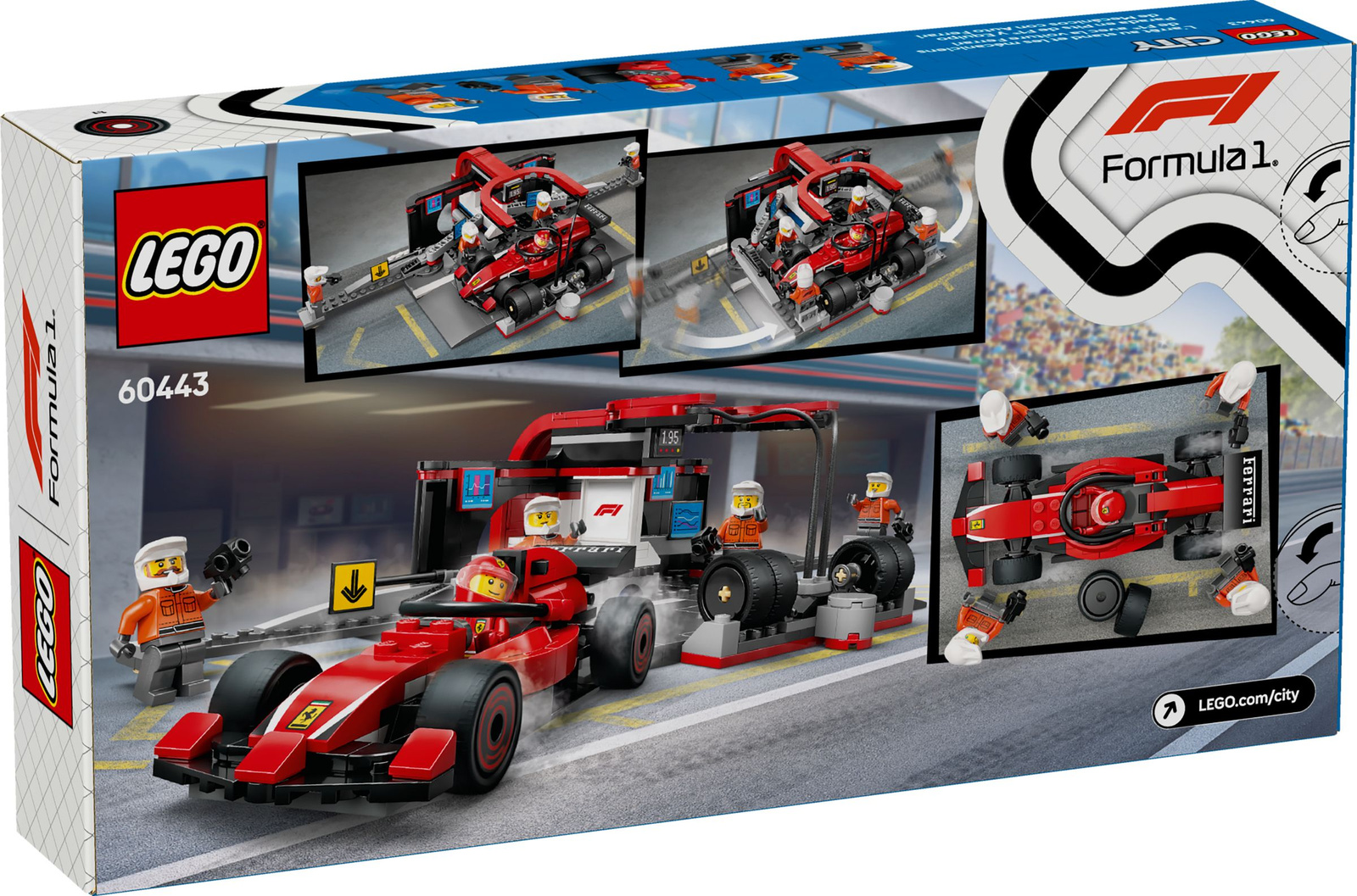 Lego City 60443 Pit stop i mechanicy z bolidem Ferrari