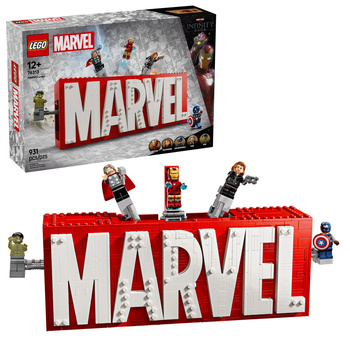 Lego Super Heroes 76313 Logo MARVEL z minifigurkami