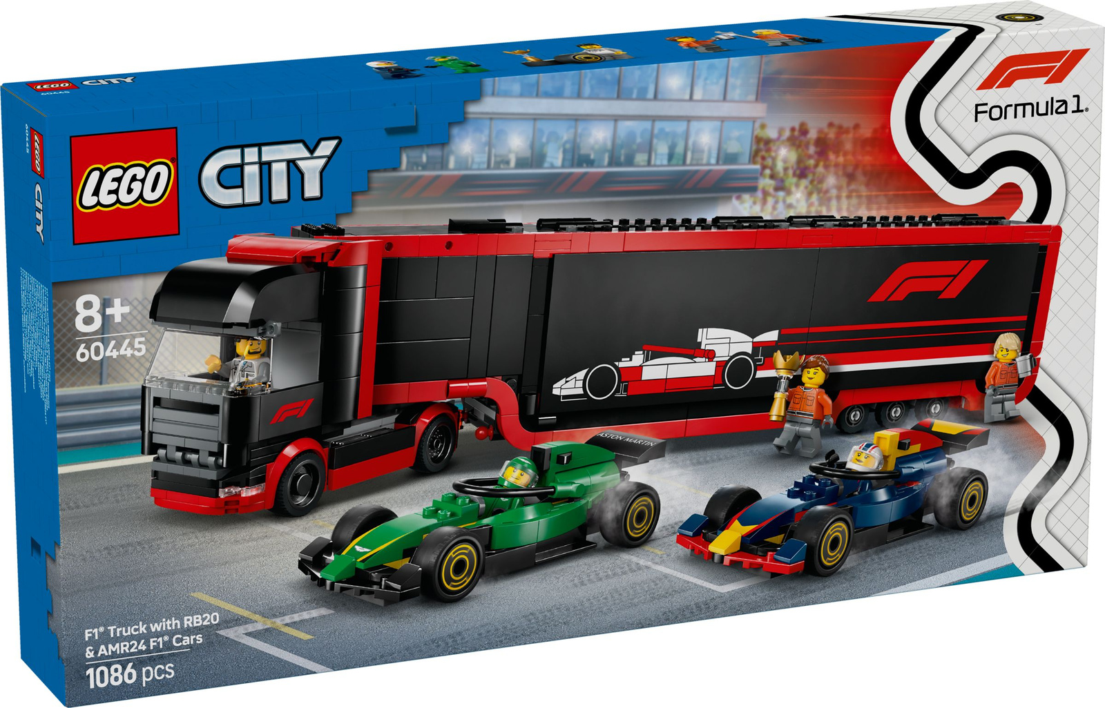 Lego City 60445 Ciężarówka z bolidami RB20 i AMR24 F1