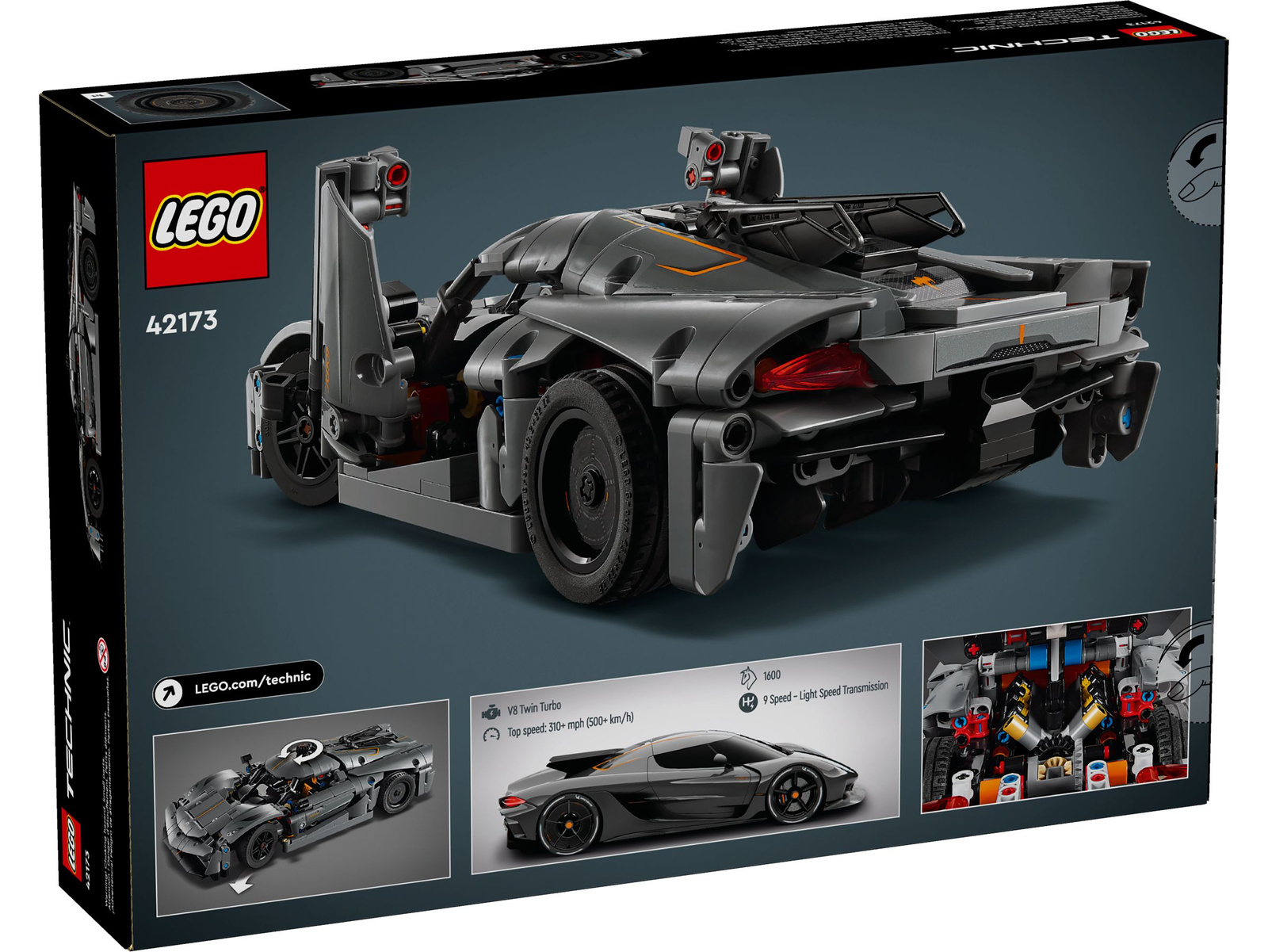 Lego Technic 42173 Szary hipersamochód Koenigsegg Jesko Absolut