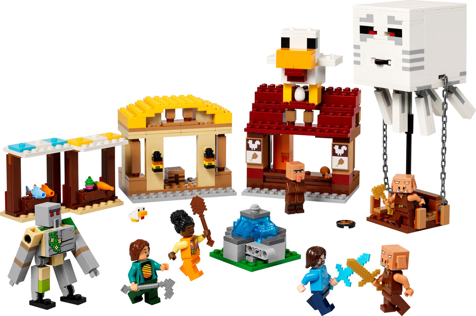 Lego Mineraft 21273 tak balonowego Ghasta na wioskę