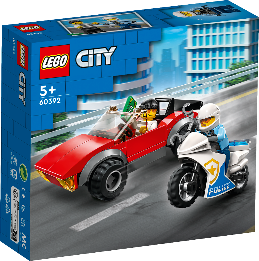 LEGO CITY Motocykl policyjny – pościg za samochodem 60392