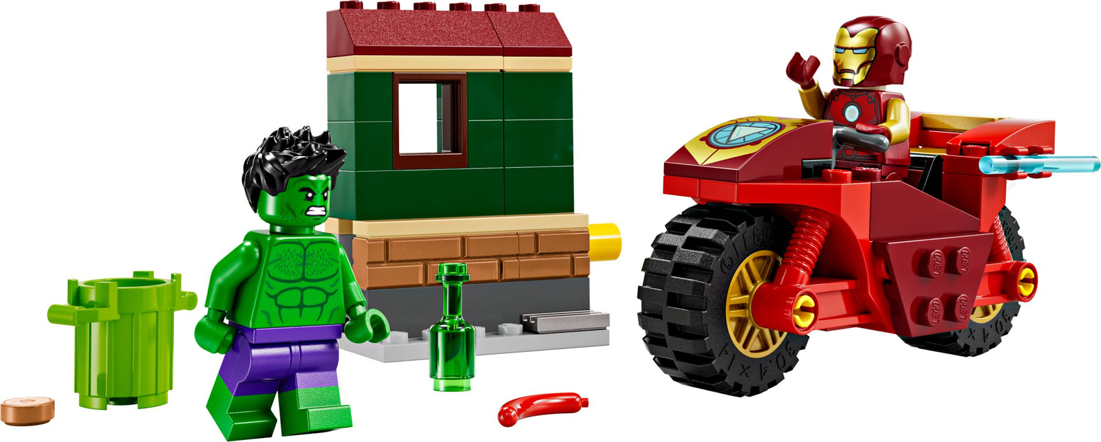 Lego Super Heroes 76287 Iron Man z motocyklem i Hulk