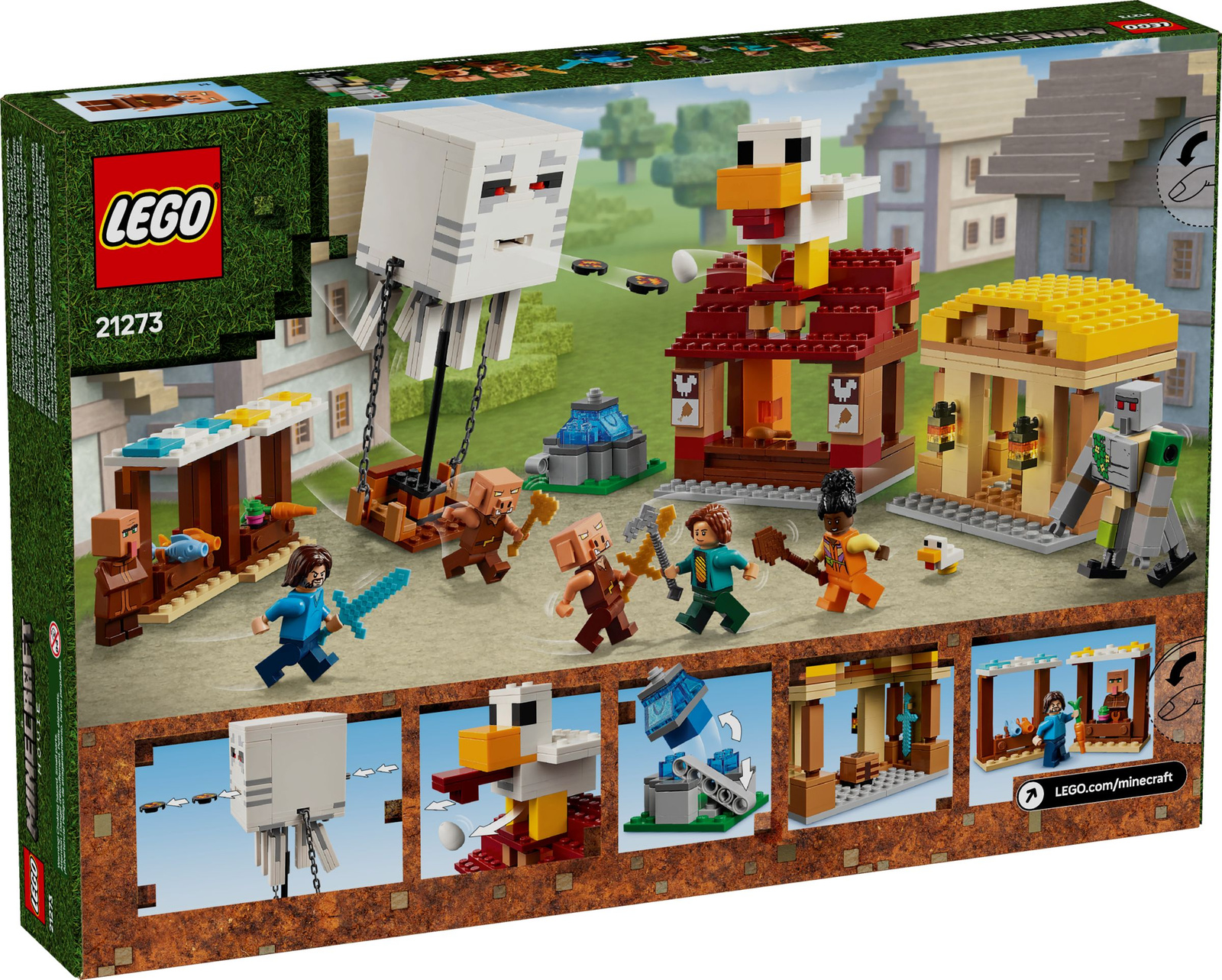 Lego Mineraft 21273 tak balonowego Ghasta na wioskę