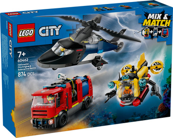 Lego City 60462 Zestaw z helikopterem, wozem strażackim i łodzią podwodną