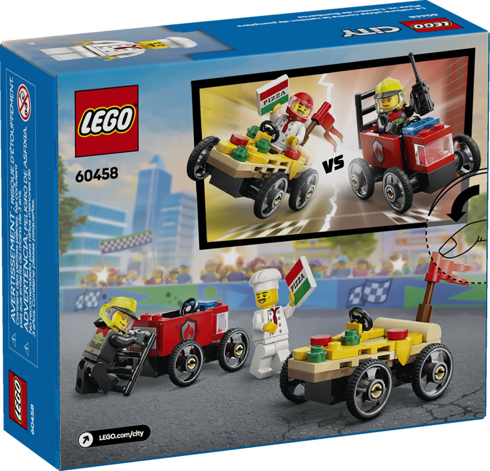 Lego  City 60458 Zestaw wyścigówek: pizza kontra wóz strażacki
