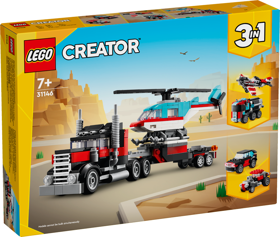 LEGO CREATOR Ciężarówka z platformą i helikopterem 31146