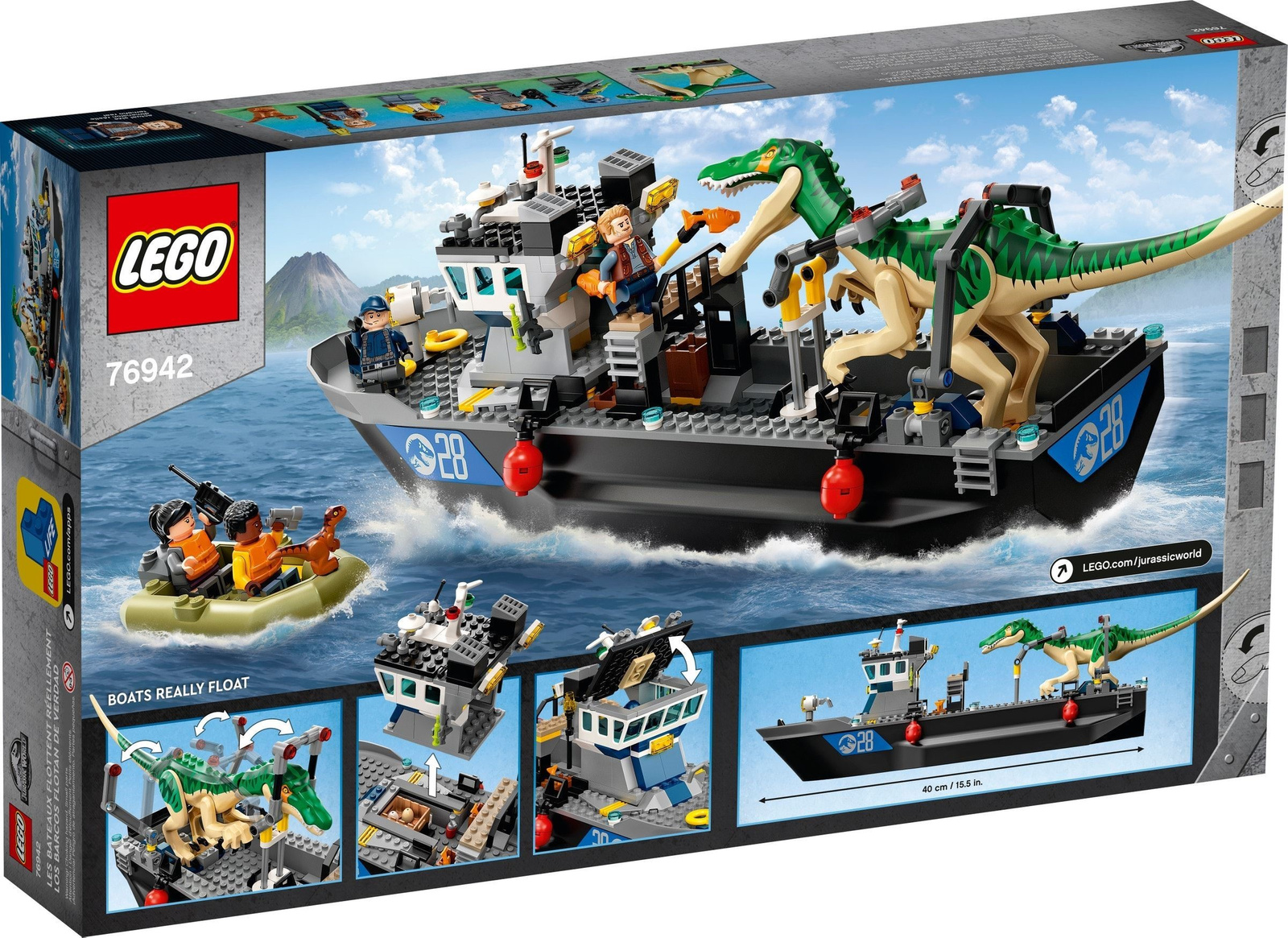LEGO JURASSIC WORLD™  Barionyks i ucieczka łodzią 76942